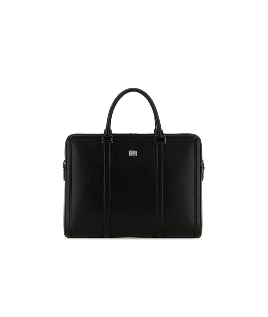 DOLCE&GABBANA Черный кожаный портфель, фото 1
