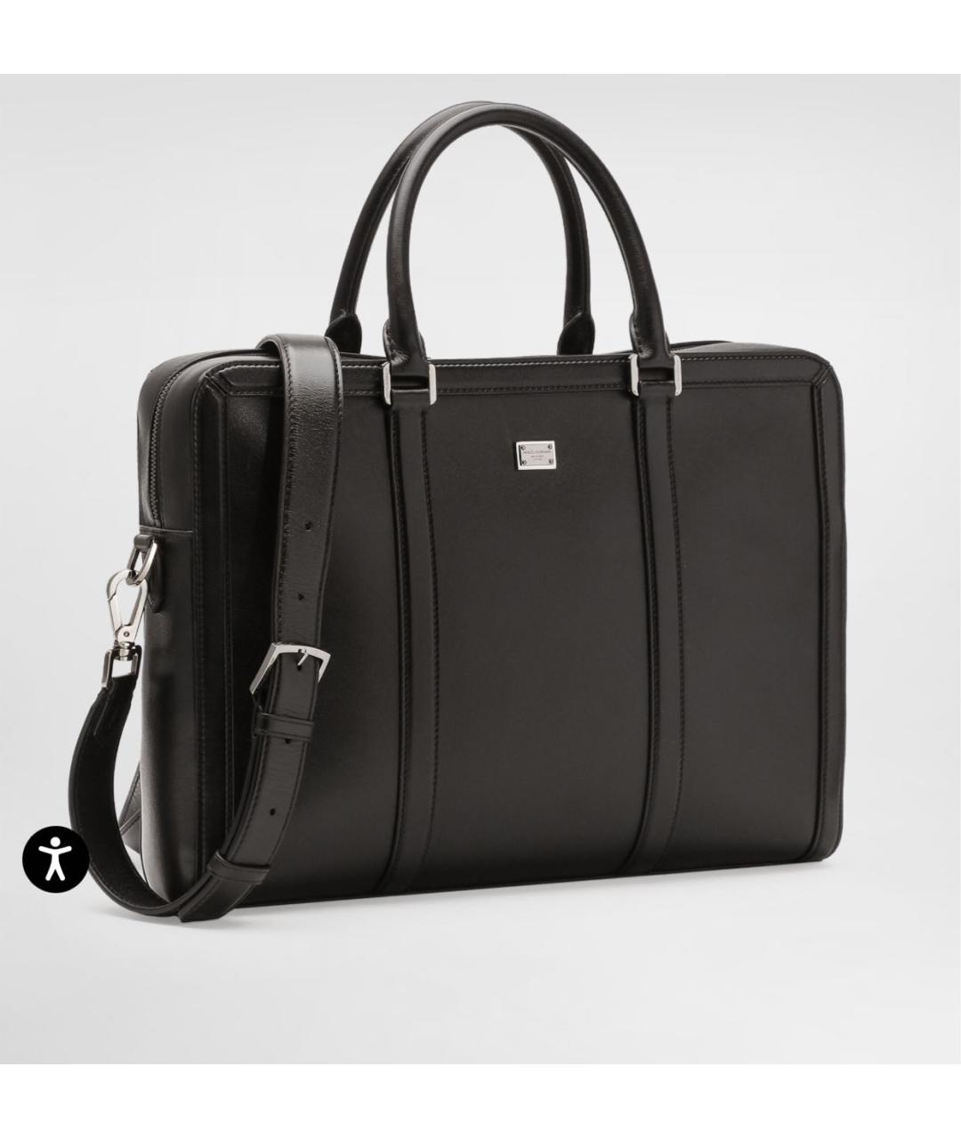 DOLCE&GABBANA Черный кожаный портфель, фото 4
