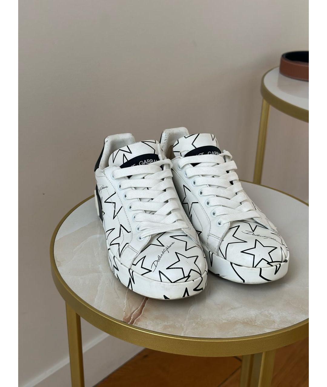 DOLCE&GABBANA Белые кожаные кеды, фото 2
