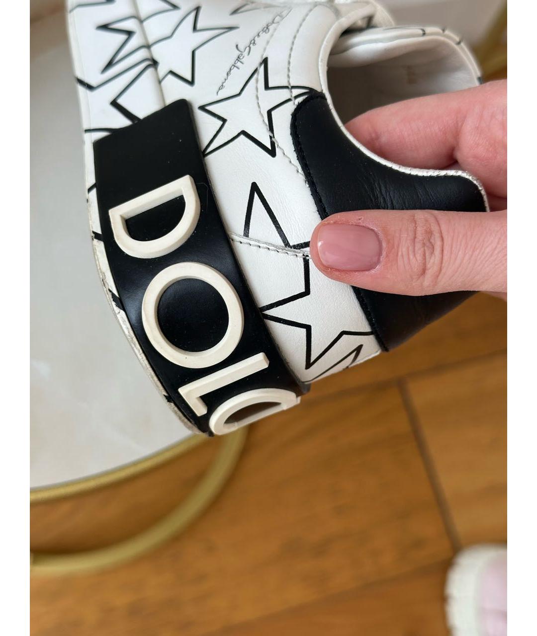 DOLCE&GABBANA Белые кожаные кеды, фото 5