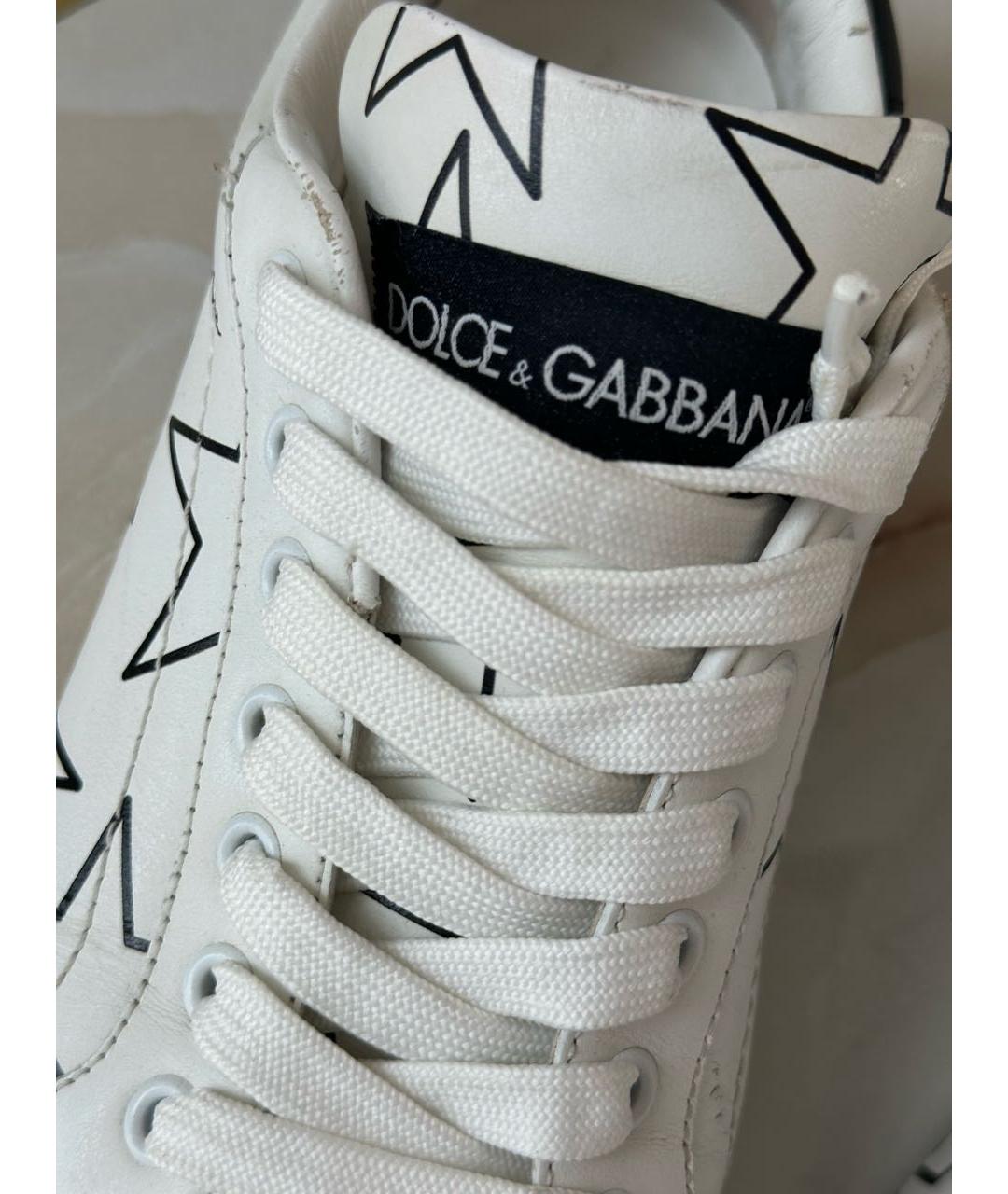 DOLCE&GABBANA Белые кожаные кеды, фото 7
