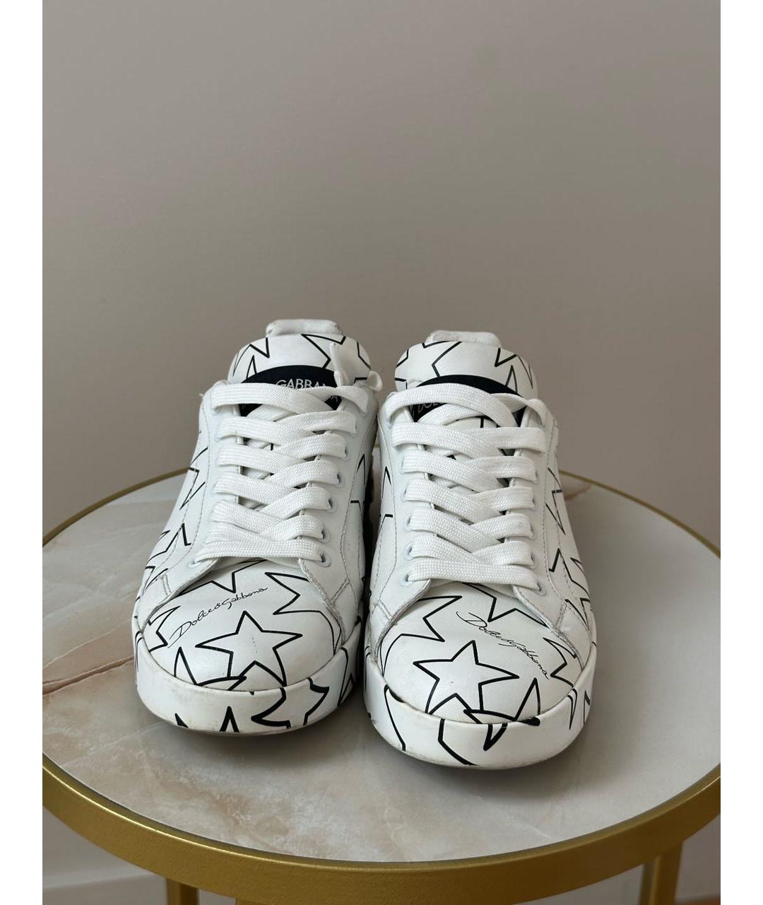 DOLCE&GABBANA Белые кожаные кеды, фото 3