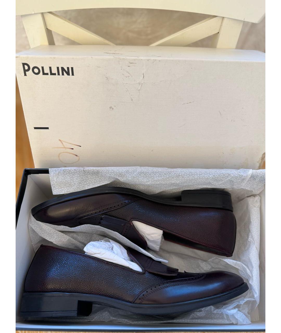 POLLINI Коричневые кожаные туфли, фото 4