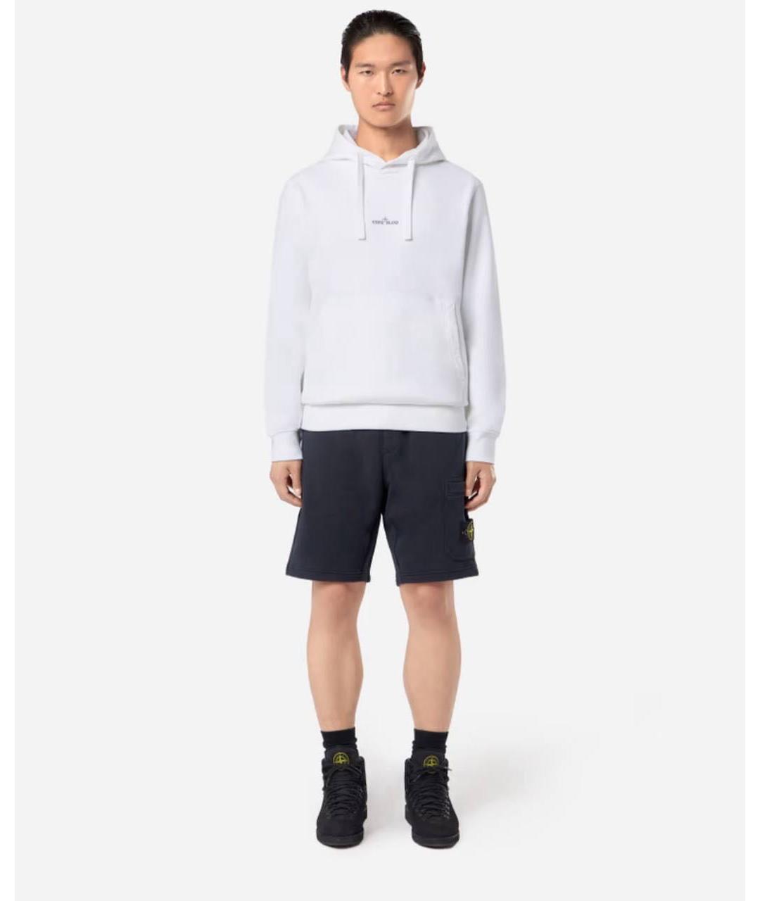 STONE ISLAND Темно-синие хлопковые шорты, фото 4