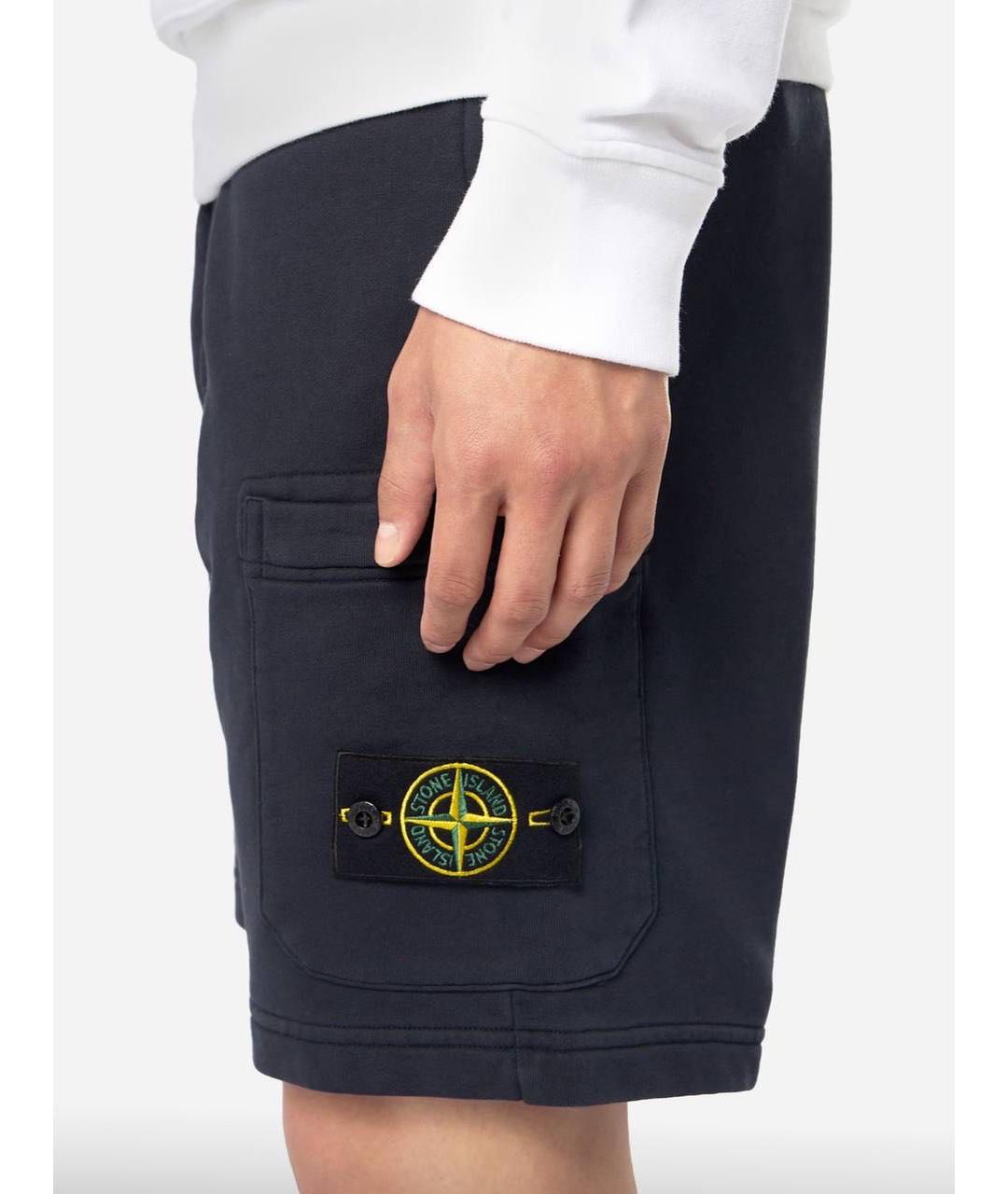STONE ISLAND Темно-синие хлопковые шорты, фото 3