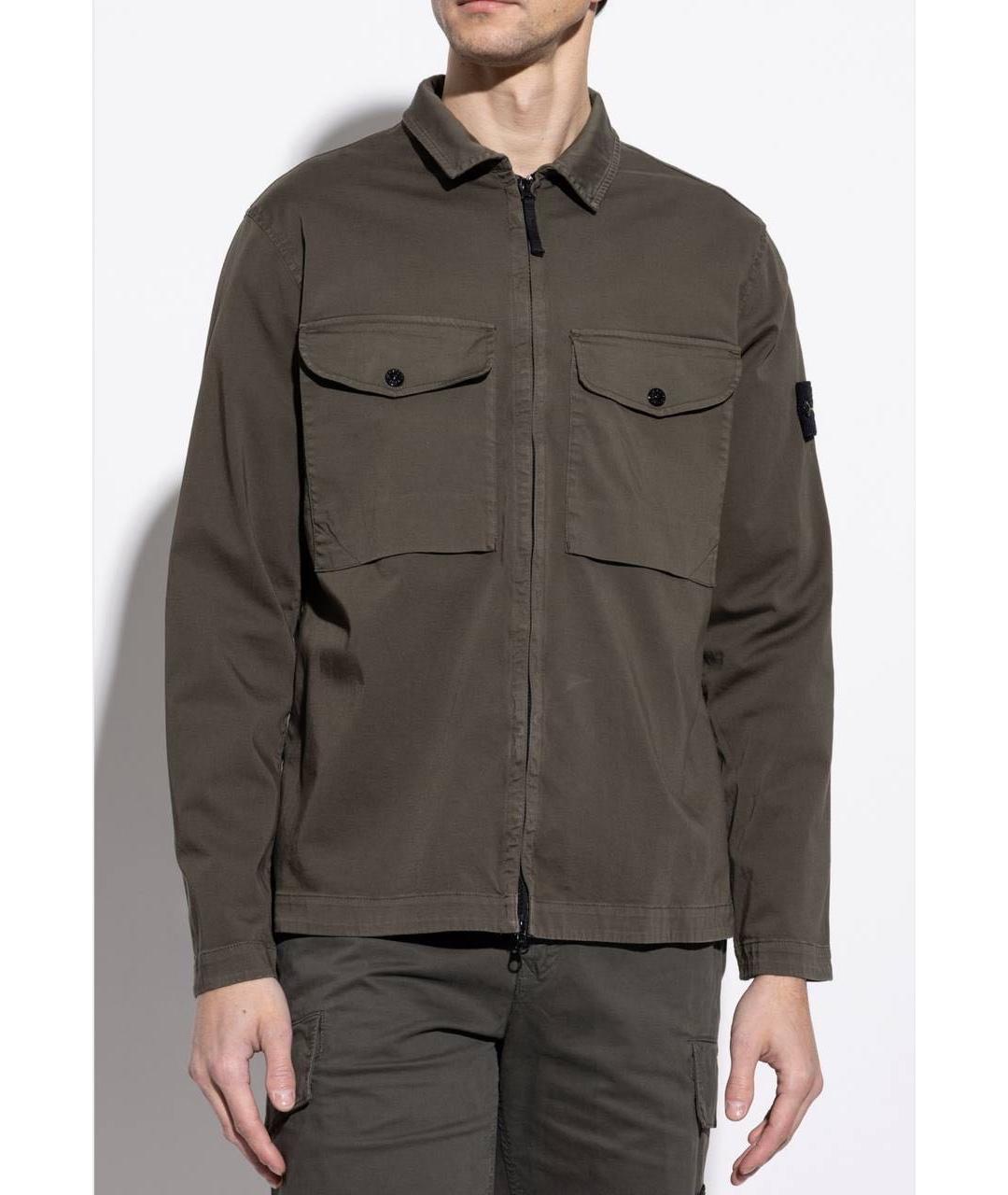 STONE ISLAND Зеленая хлопковая куртка, фото 5