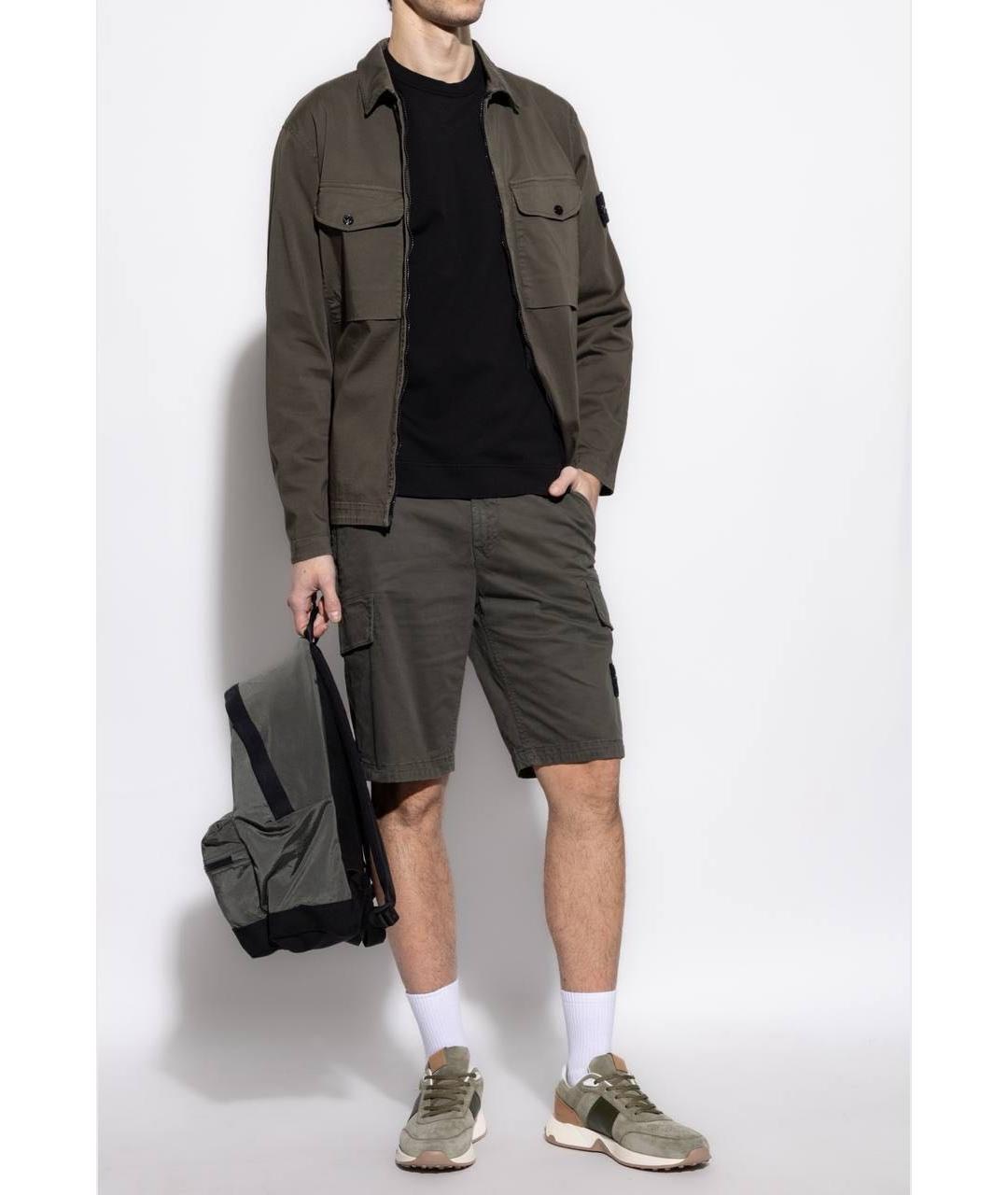 STONE ISLAND Зеленая хлопковая куртка, фото 4