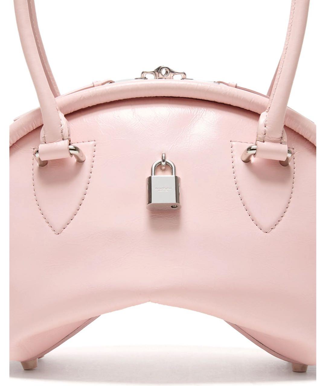 ACNE STUDIOS Розовая кожаная сумка с короткими ручками, фото 5