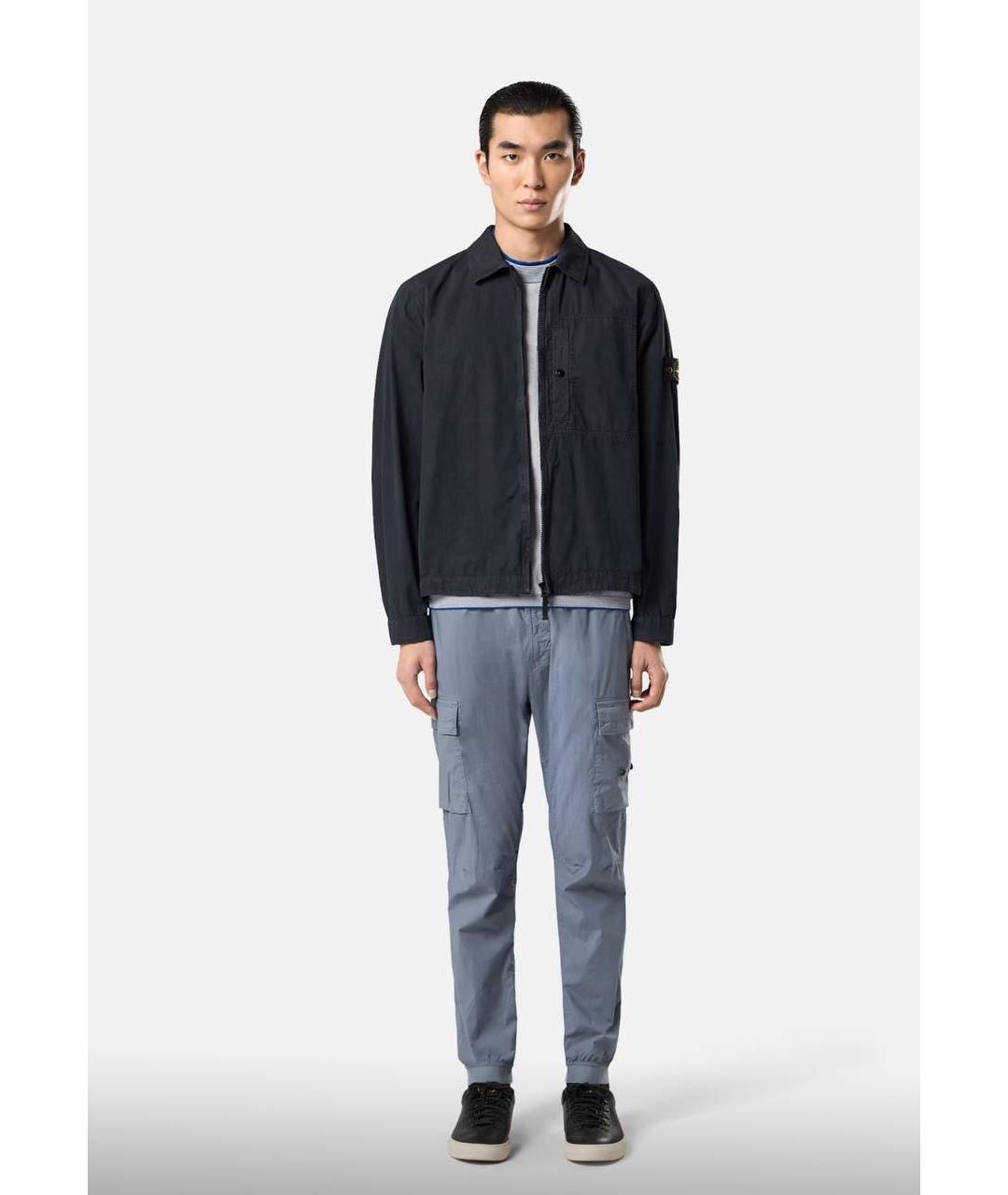 STONE ISLAND Темно-синяя хлопковая куртка, фото 4