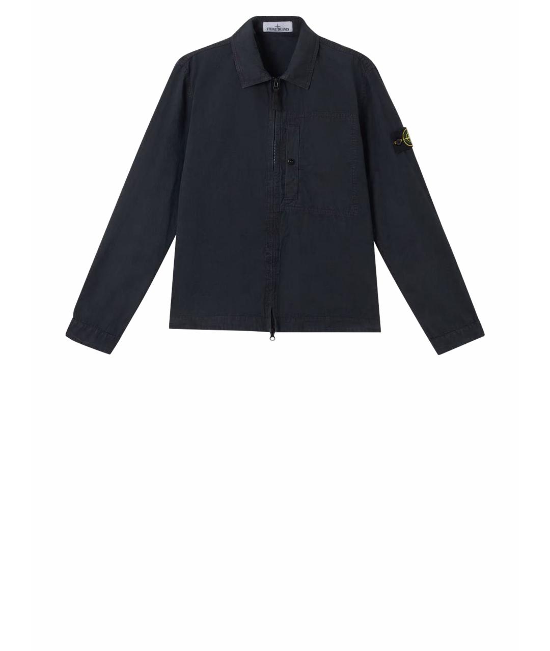 STONE ISLAND Темно-синяя хлопковая куртка, фото 6