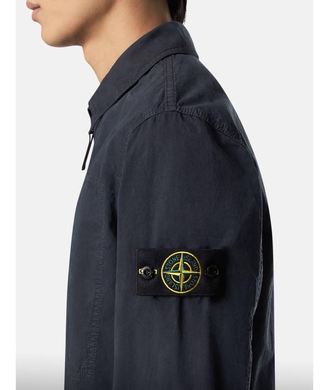 STONE ISLAND Темно-синяя хлопковая куртка, фото 3