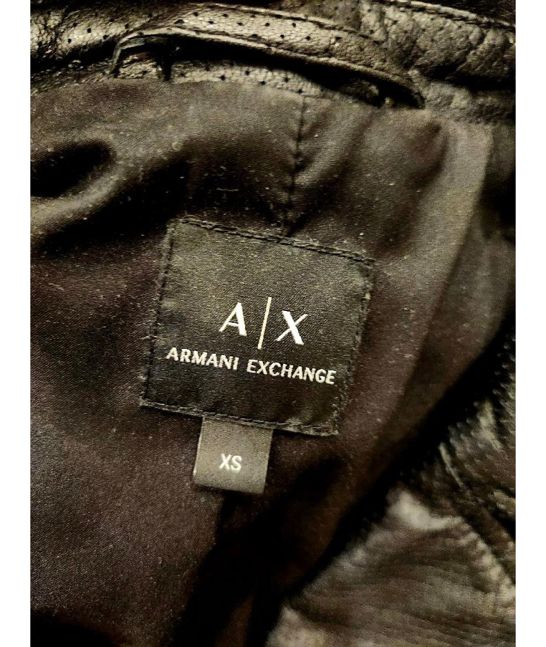 ARMANI EXCHANGE Черная кожаная куртка, фото 3