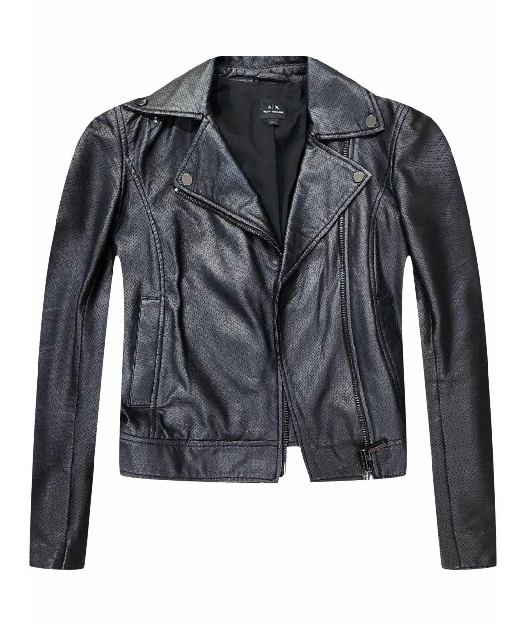 ARMANI EXCHANGE Черная кожаная куртка, фото 1