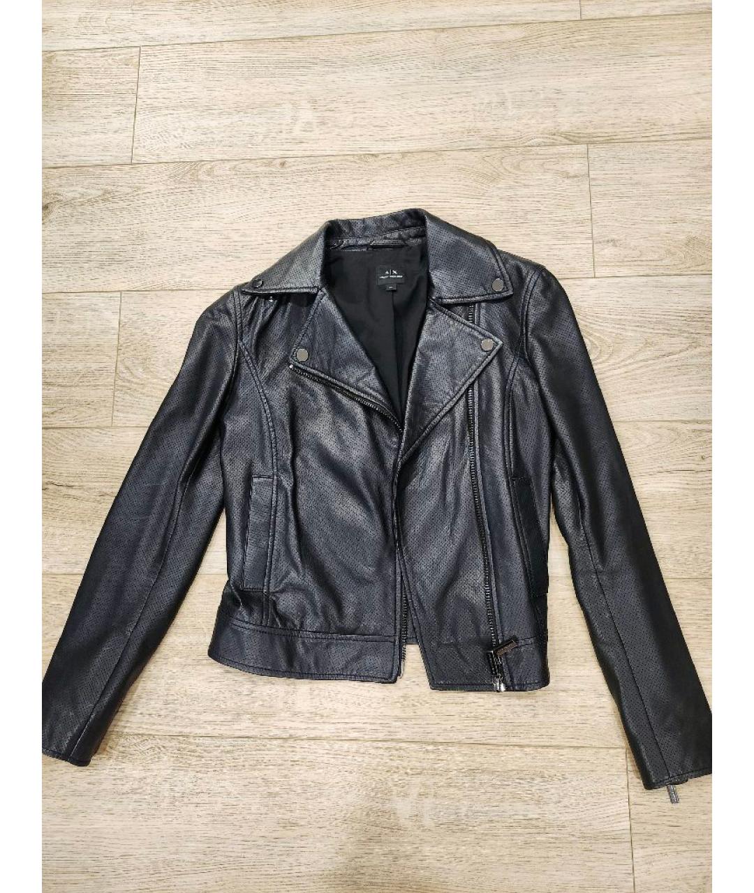 ARMANI EXCHANGE Черная кожаная куртка, фото 7