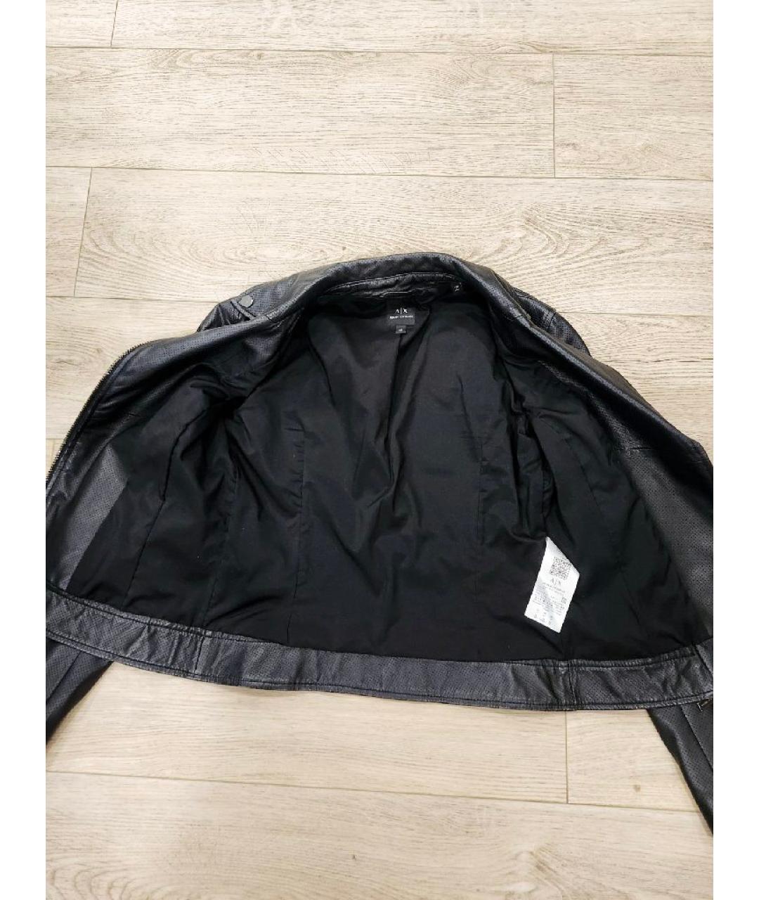 ARMANI EXCHANGE Черная кожаная куртка, фото 4