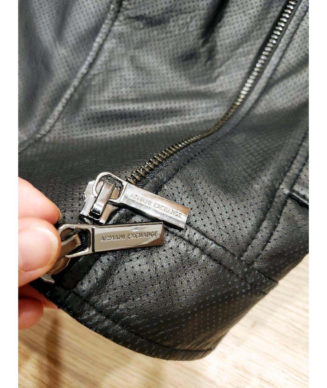 ARMANI EXCHANGE Черная кожаная куртка, фото 6
