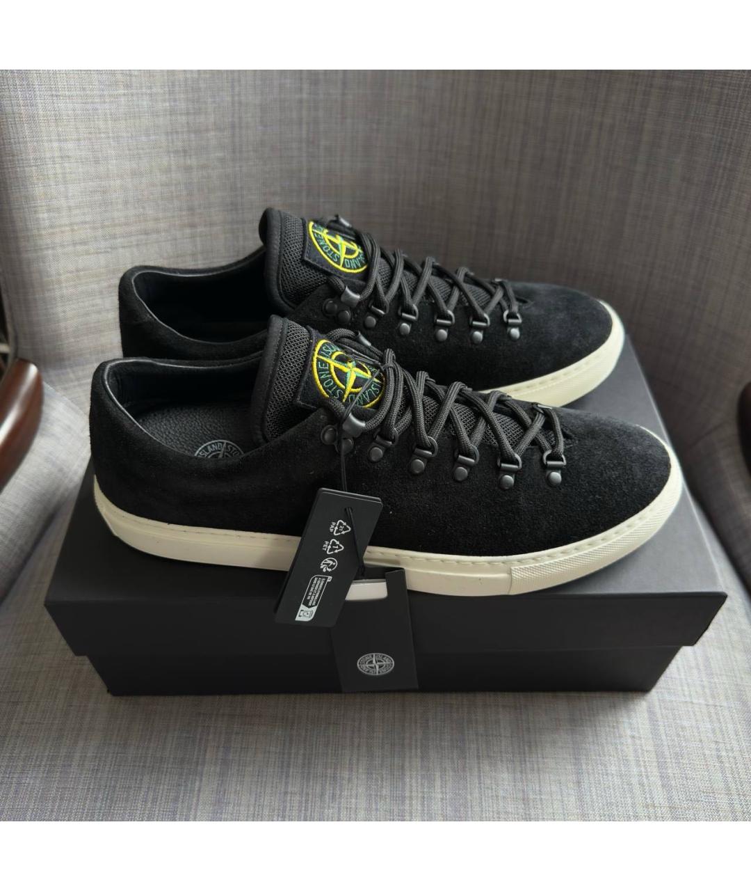 STONE ISLAND Черные замшевые низкие кроссовки / кеды, фото 3