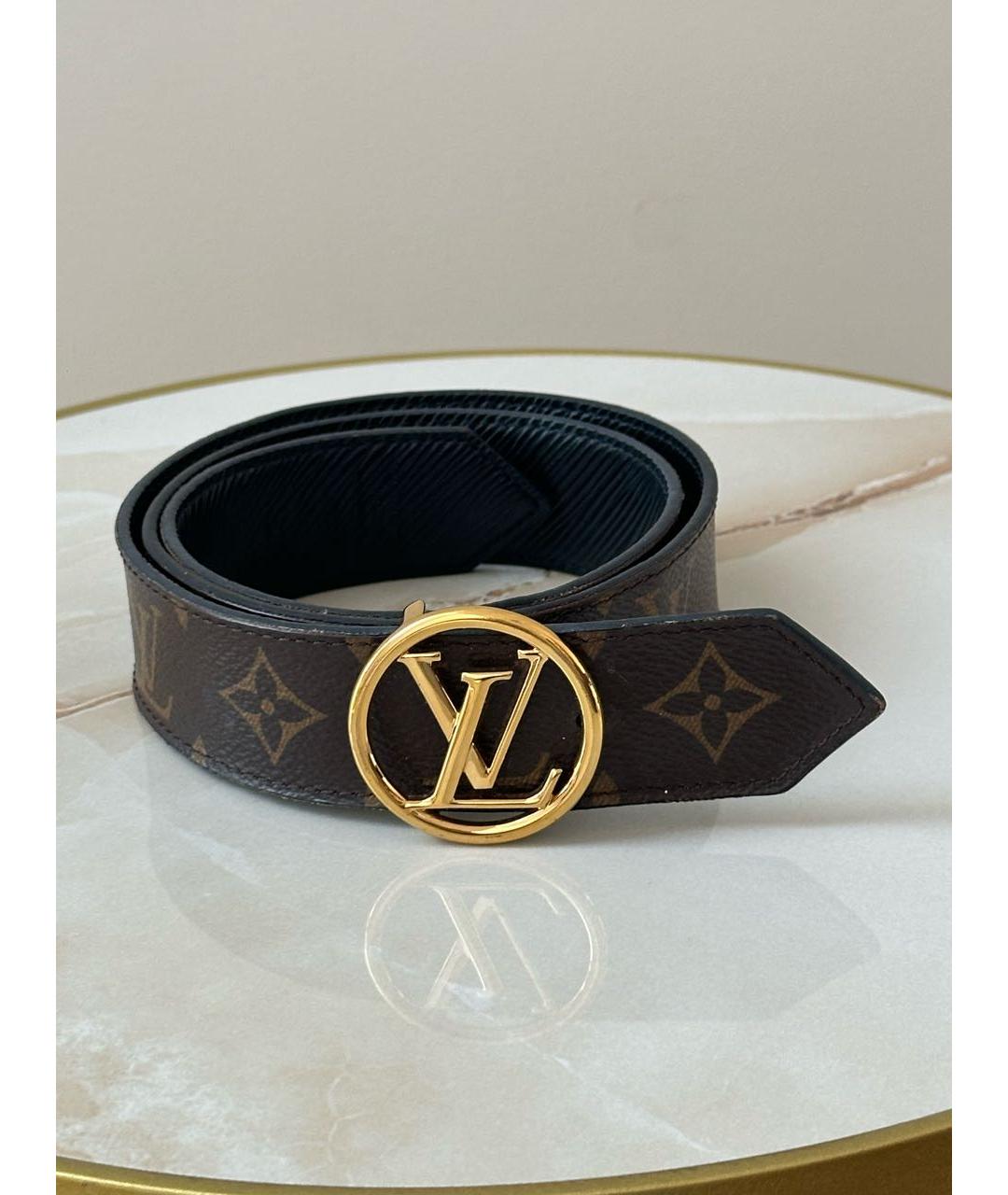 LOUIS VUITTON Коричневый кожаный ремень, фото 5