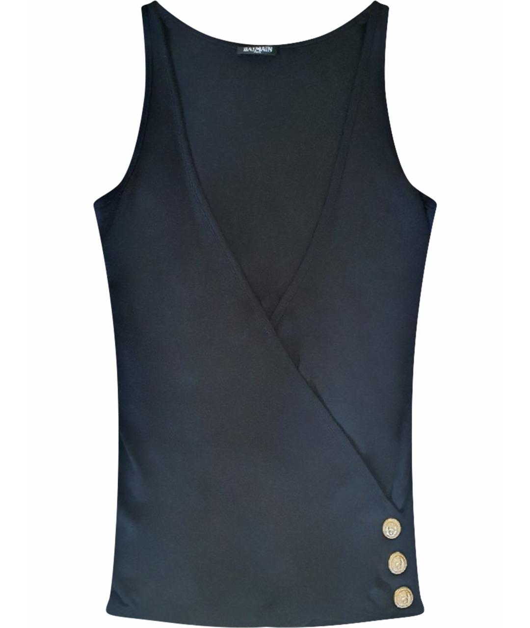 BALMAIN Черная вискозная майка, фото 1
