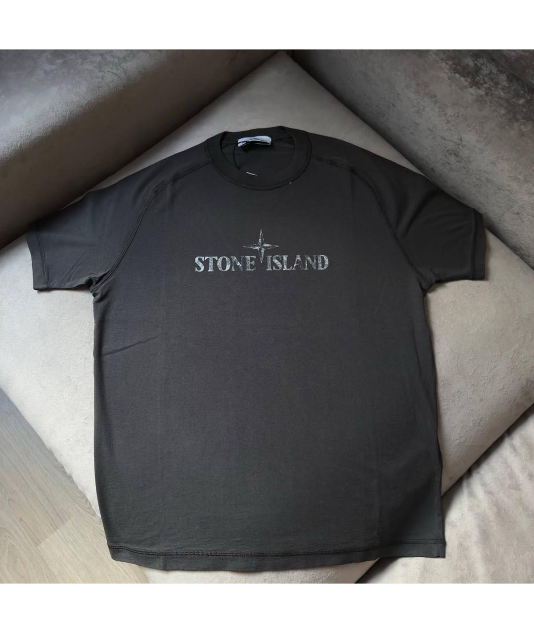 STONE ISLAND Антрацитовая хлопковая футболка, фото 5