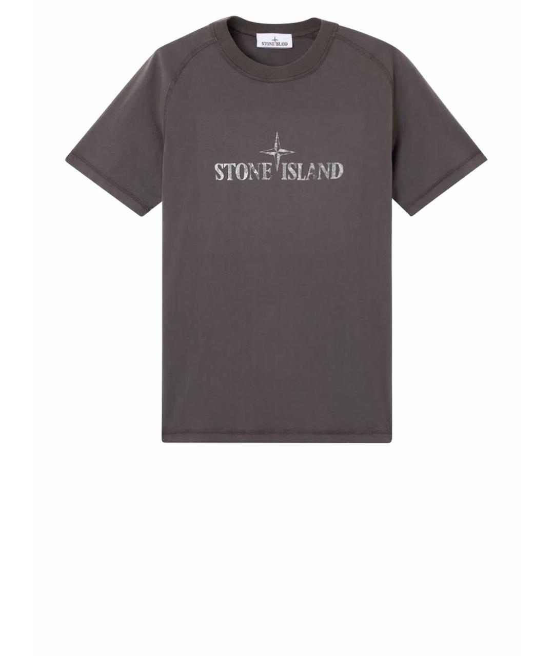 STONE ISLAND Антрацитовая хлопковая футболка, фото 1