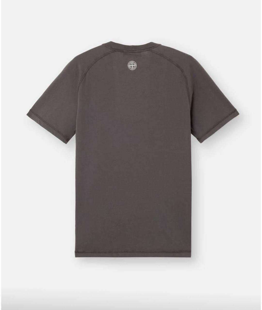 STONE ISLAND Антрацитовая хлопковая футболка, фото 2