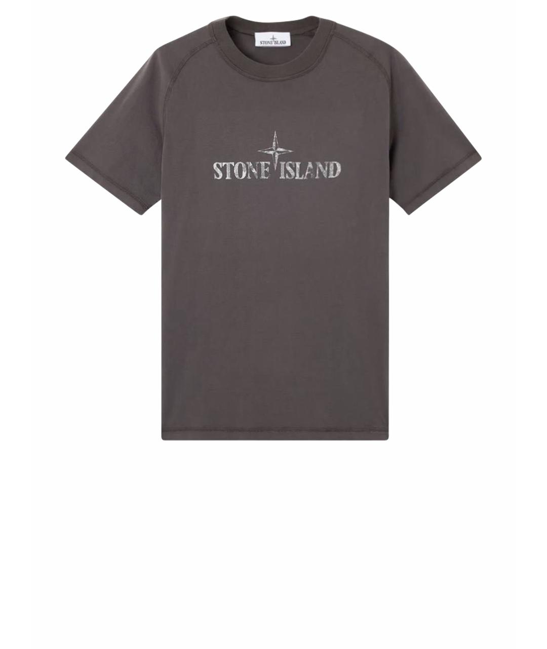 STONE ISLAND Антрацитовая хлопковая футболка, фото 6
