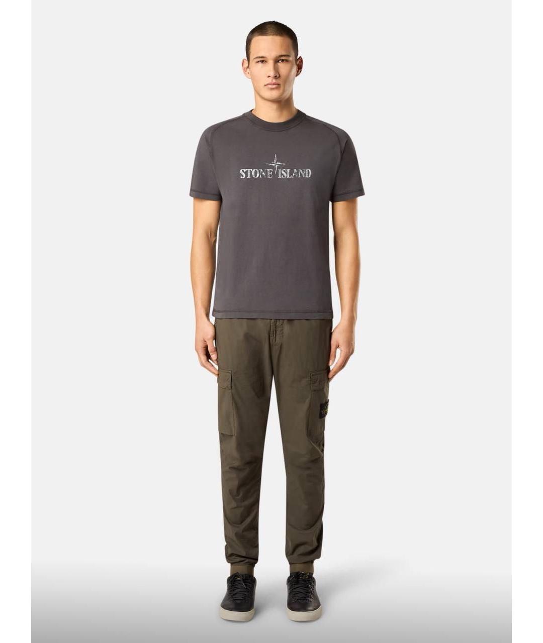 STONE ISLAND Антрацитовая хлопковая футболка, фото 4