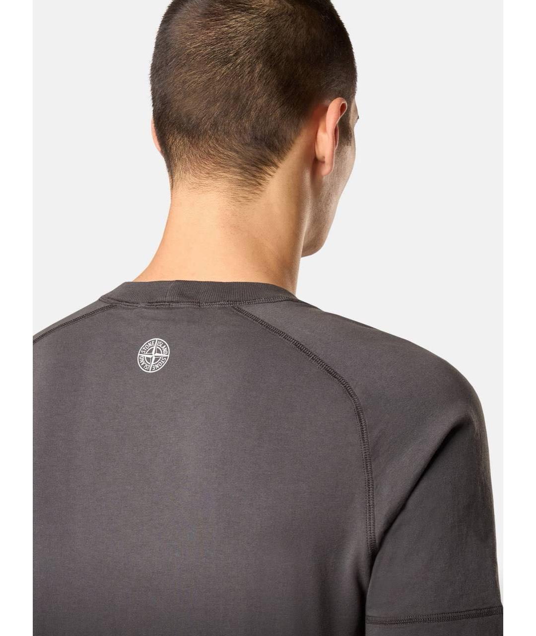STONE ISLAND Антрацитовая хлопковая футболка, фото 3