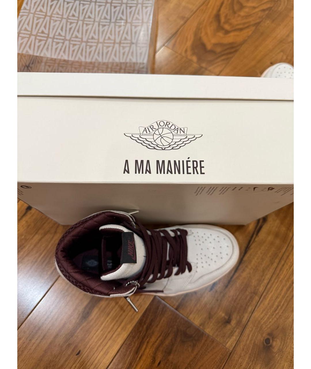 NIKE Белые кожаные высокие кроссовки / кеды, фото 5