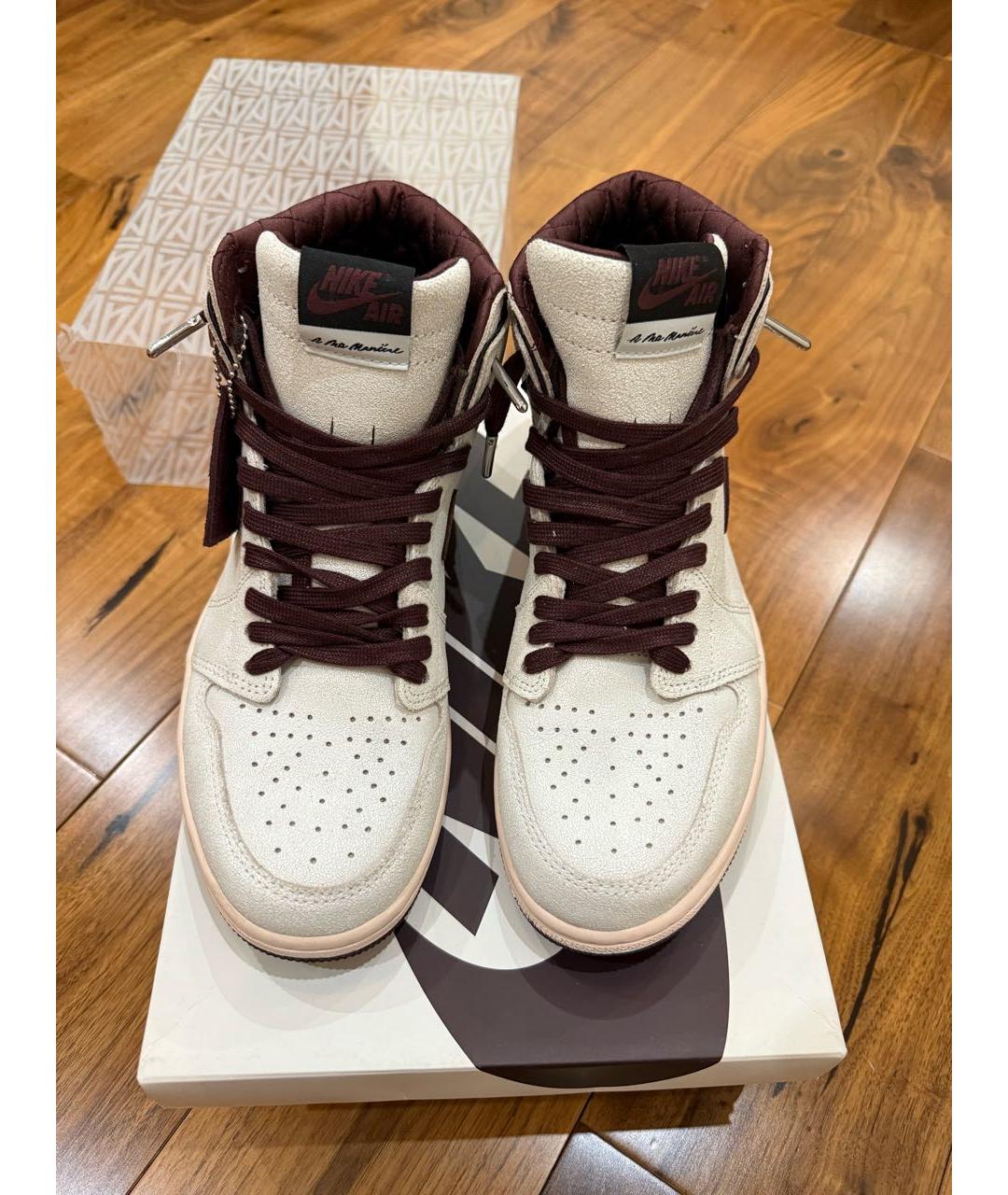 NIKE Белые кожаные высокие кроссовки / кеды, фото 2