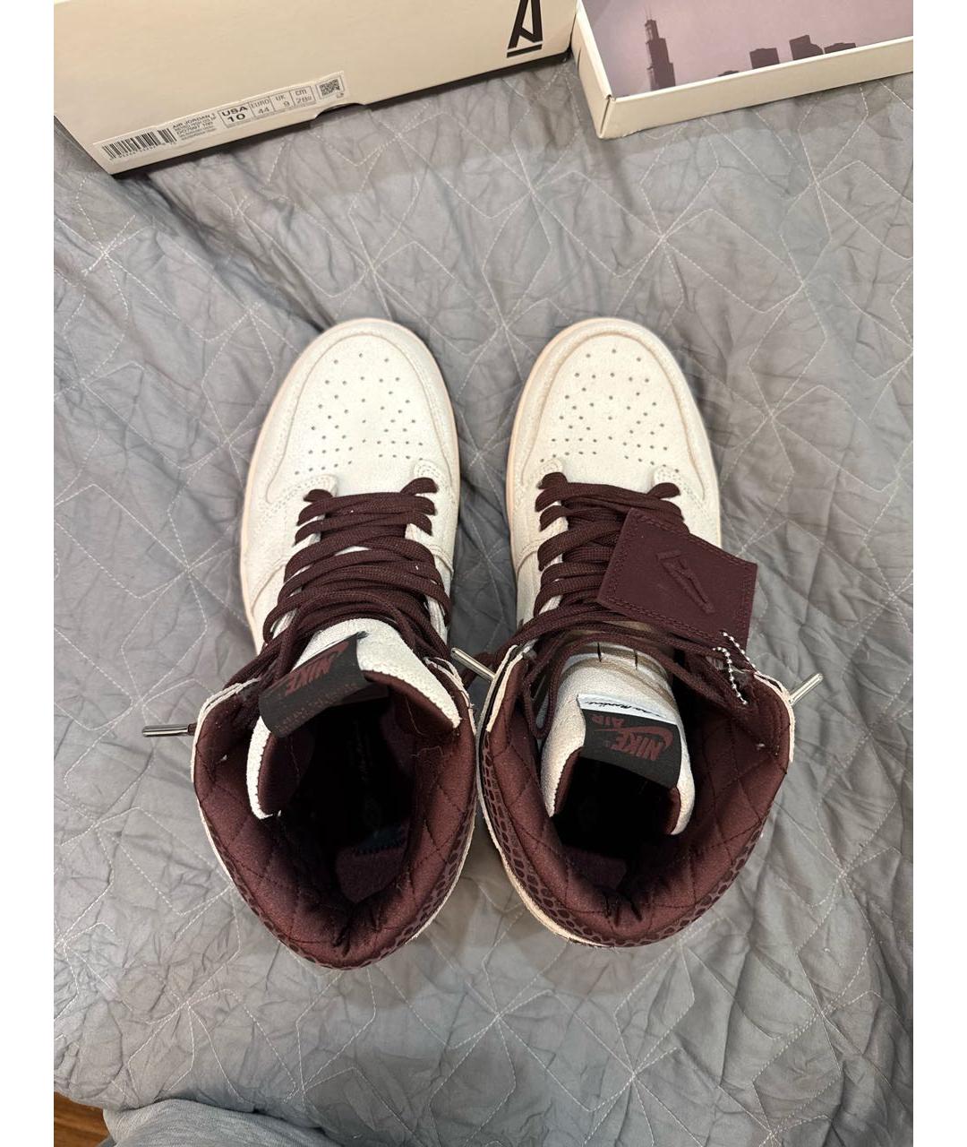 NIKE Белые кожаные высокие кроссовки / кеды, фото 3