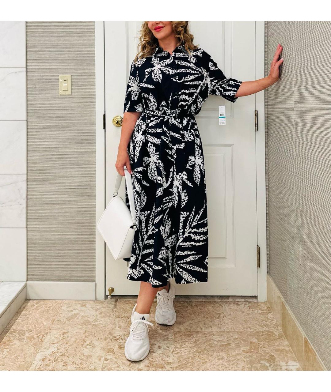 DKNY Темно-синее хлопковое повседневное платье, фото 6