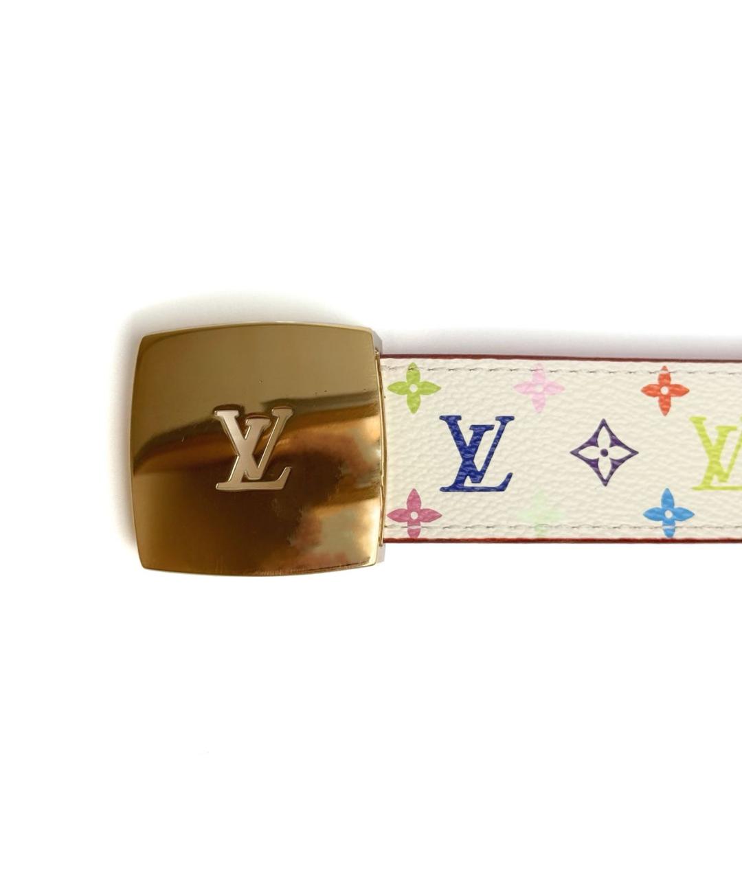 LOUIS VUITTON Белый кожаный ремень, фото 4