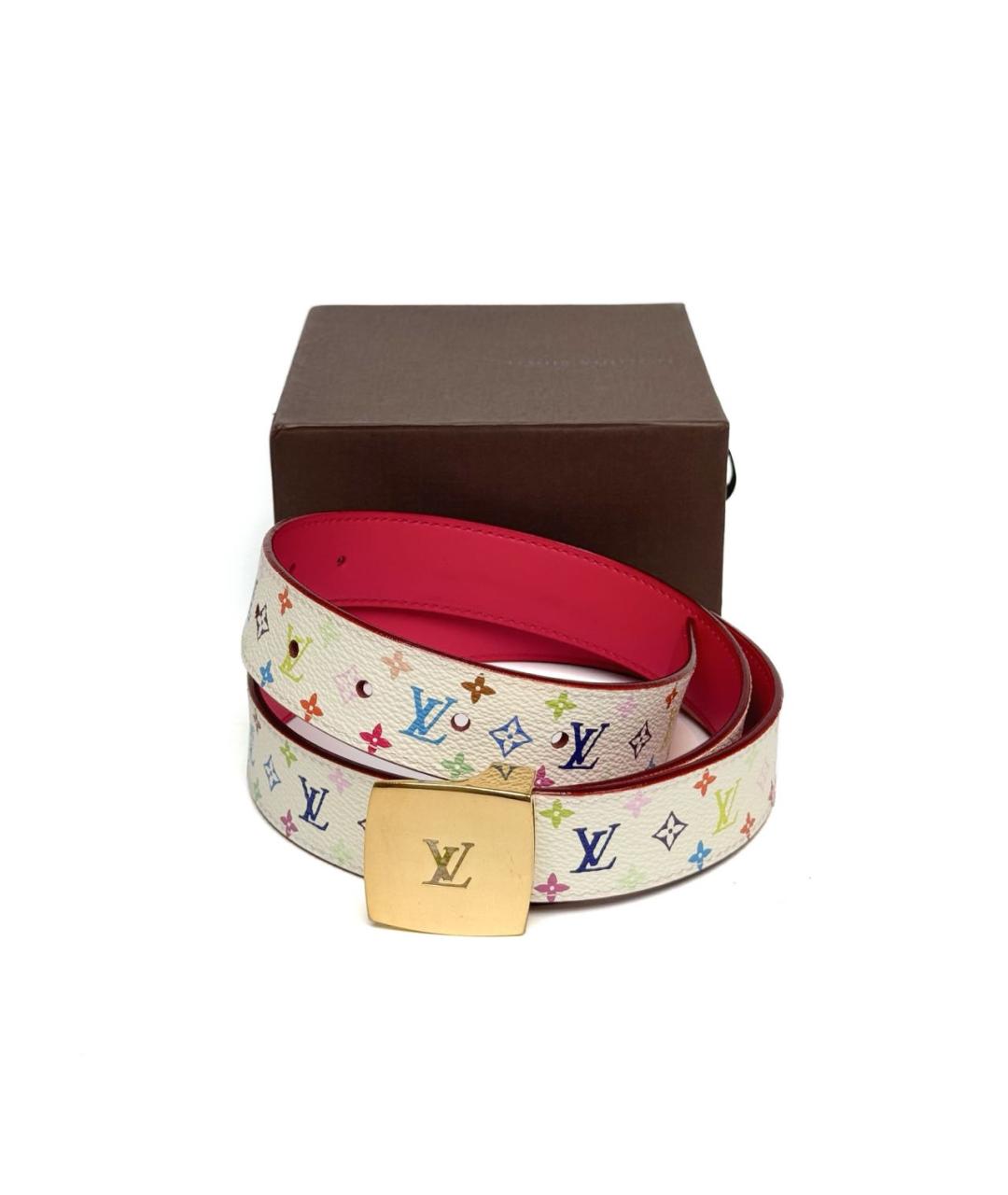 LOUIS VUITTON Белый кожаный ремень, фото 2