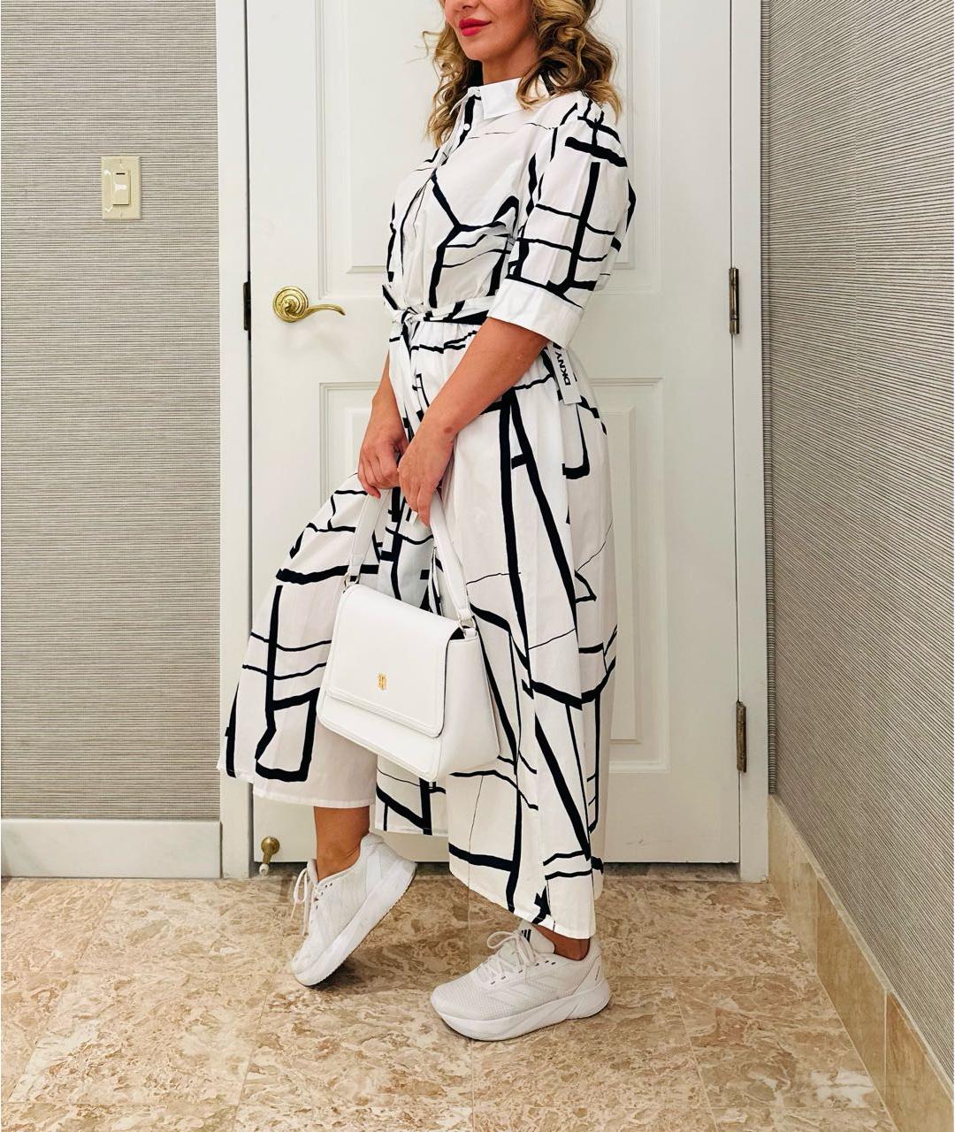 DKNY Белое хлопковое повседневное платье, фото 3
