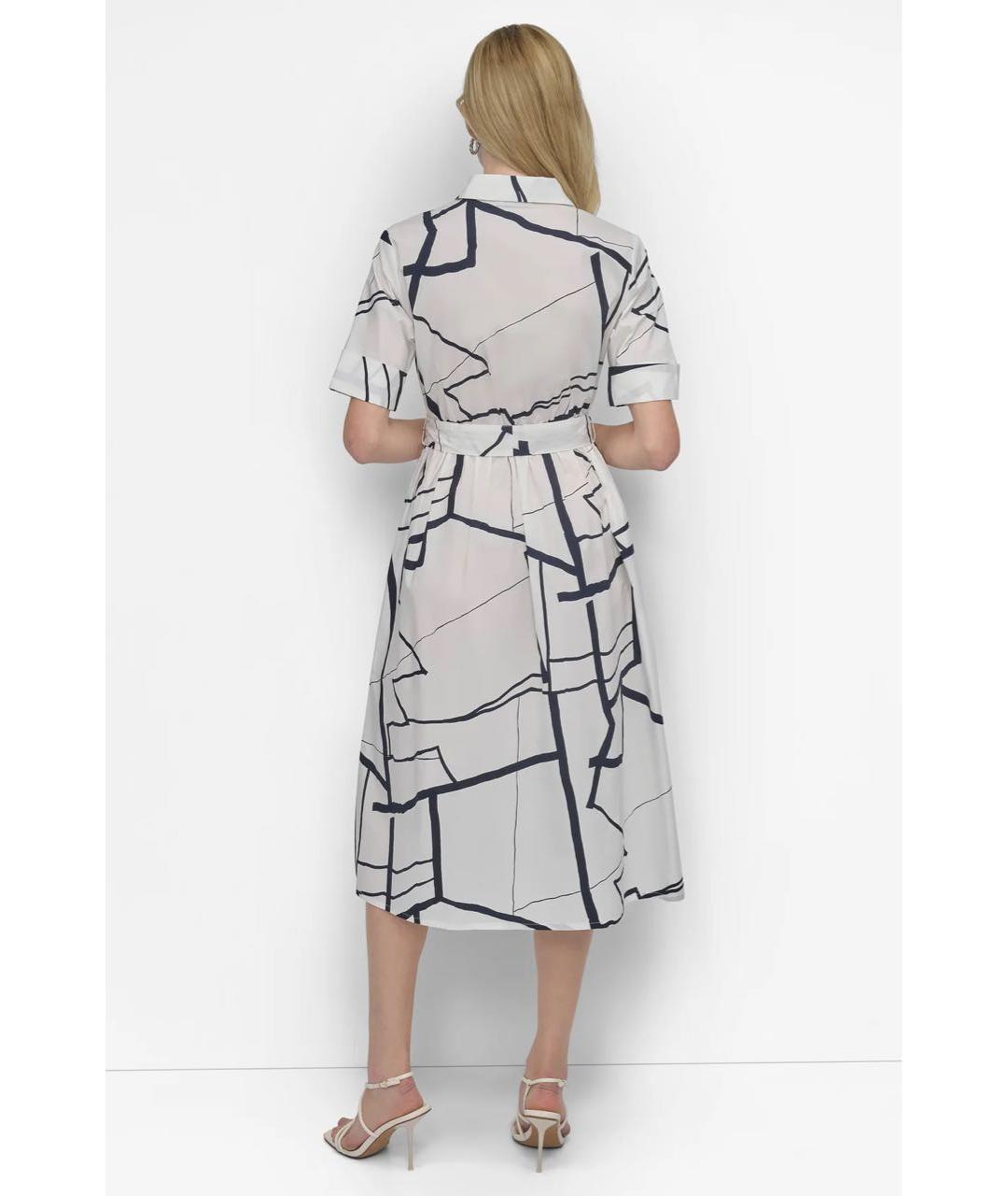 DKNY Белое хлопковое повседневное платье, фото 7