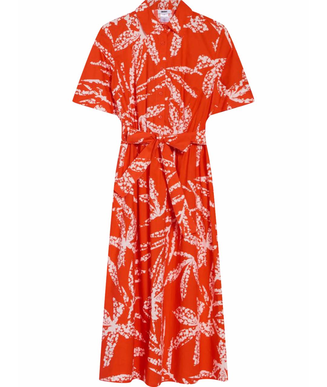 DKNY Коралловое хлопковое повседневное платье, фото 1