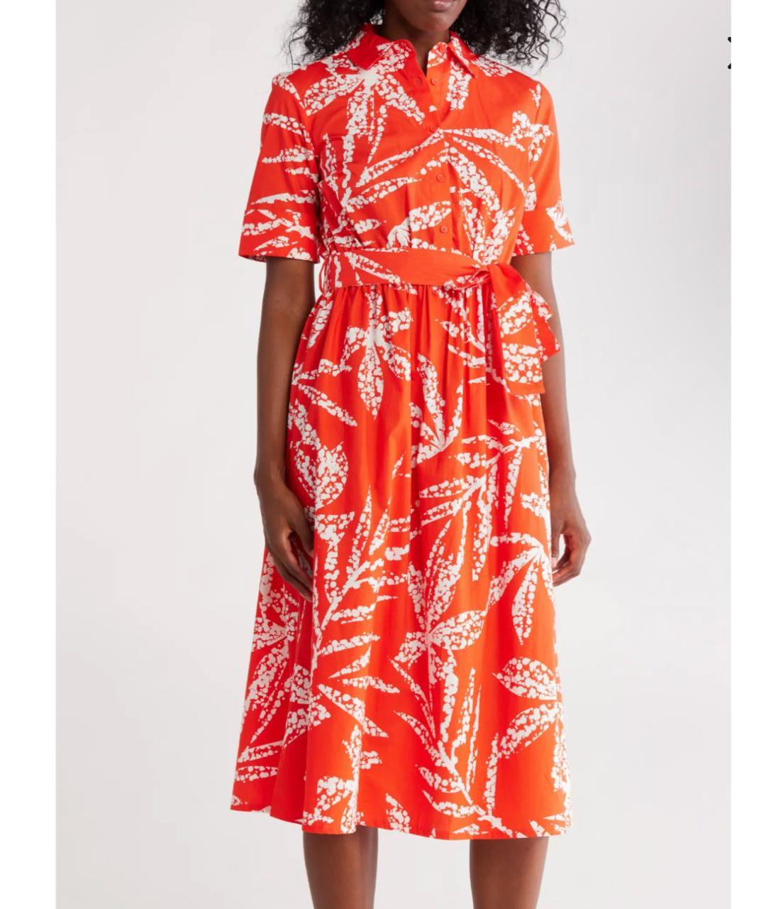 DKNY Коралловое хлопковое повседневное платье, фото 7