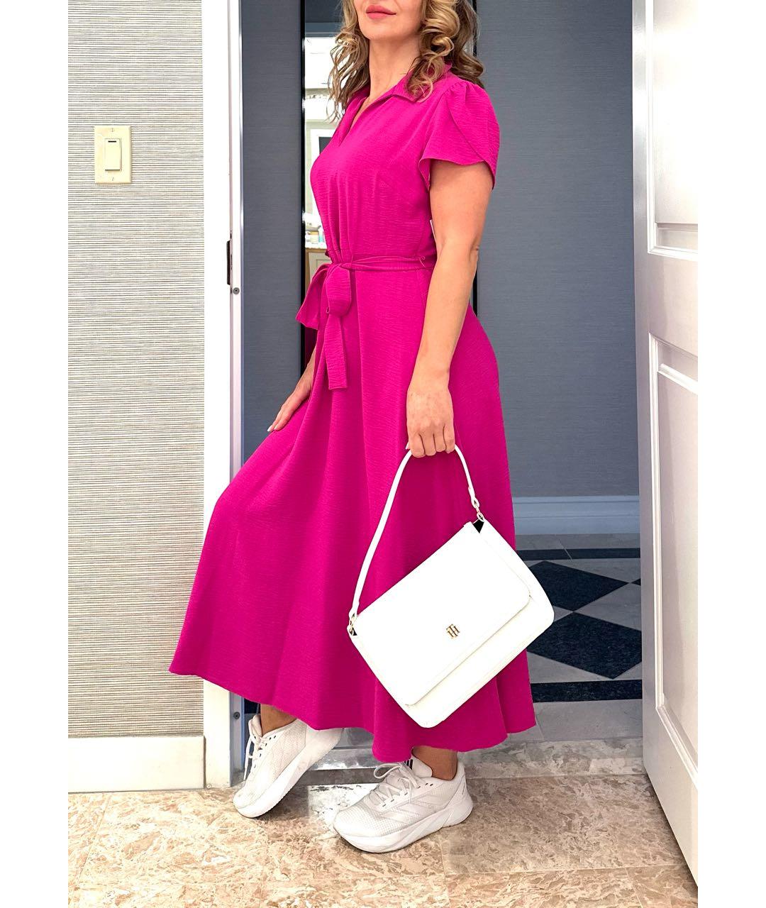 DKNY Фуксия полиэстеровое повседневное платье, фото 3