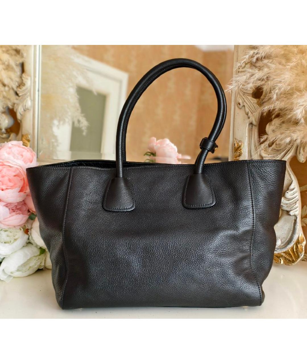 PRADA Черная кожаная сумка тоут, фото 3
