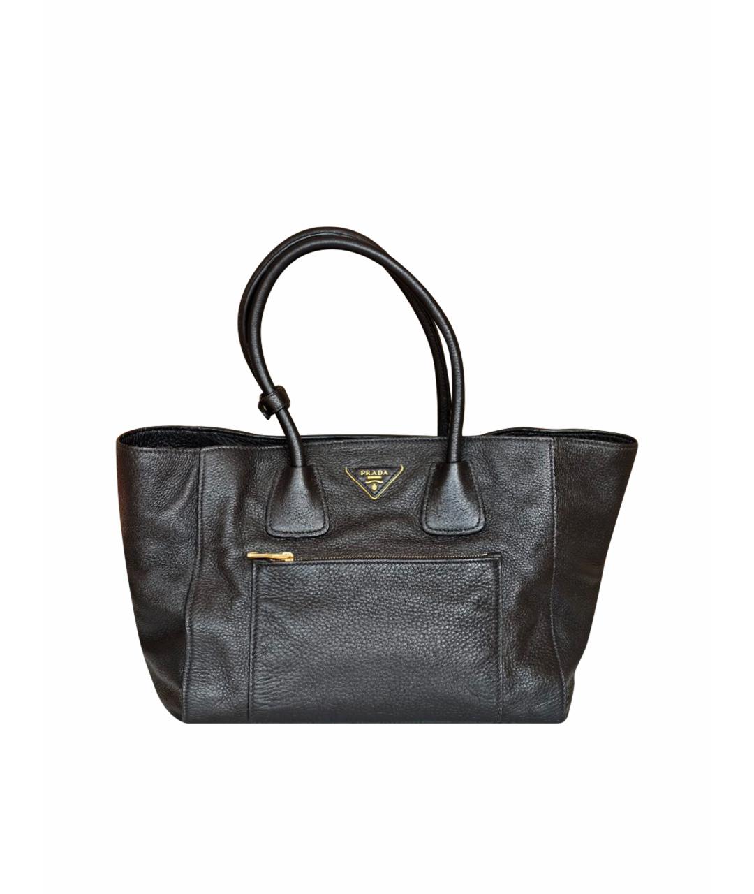 PRADA Черная кожаная сумка тоут, фото 1