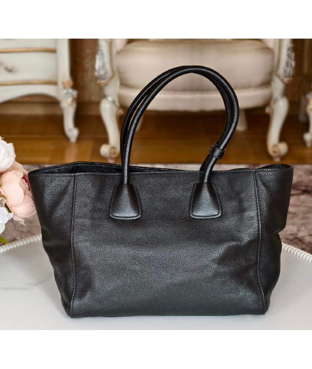 PRADA Черная кожаная сумка тоут, фото 3