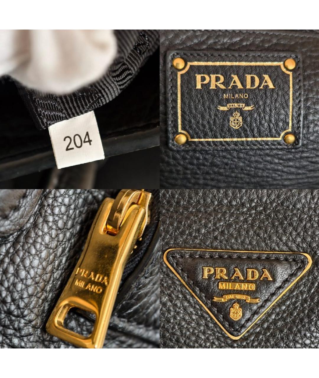 PRADA Черная кожаная сумка тоут, фото 5