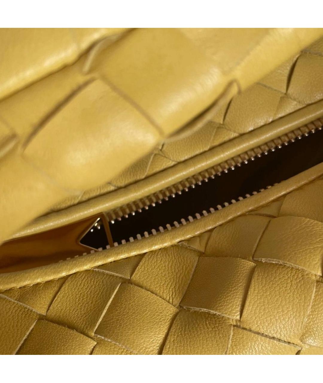 BOTTEGA VENETA Желтая кожаная сумка с короткими ручками, фото 6