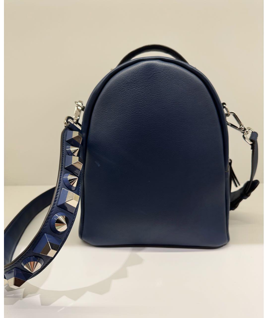 FENDI Темно-синий кожаный рюкзак, фото 3