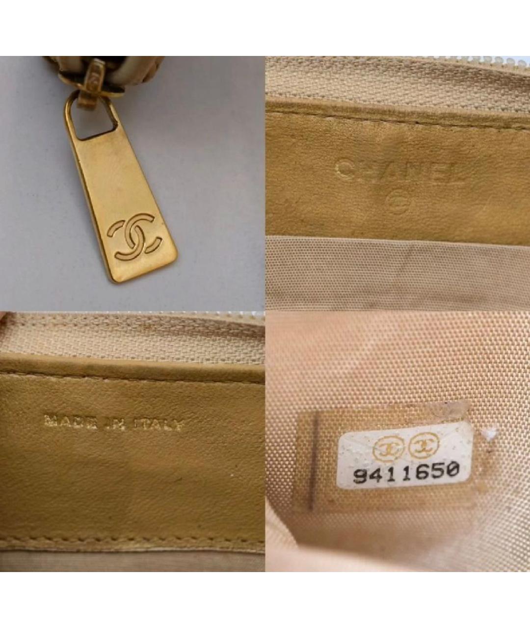 CHANEL Бежевый кожаный кошелек, фото 5