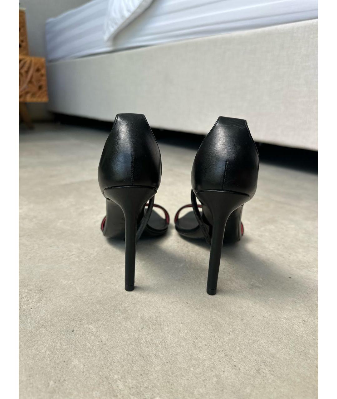 SAINT LAURENT Черные кожаные босоножки, фото 4