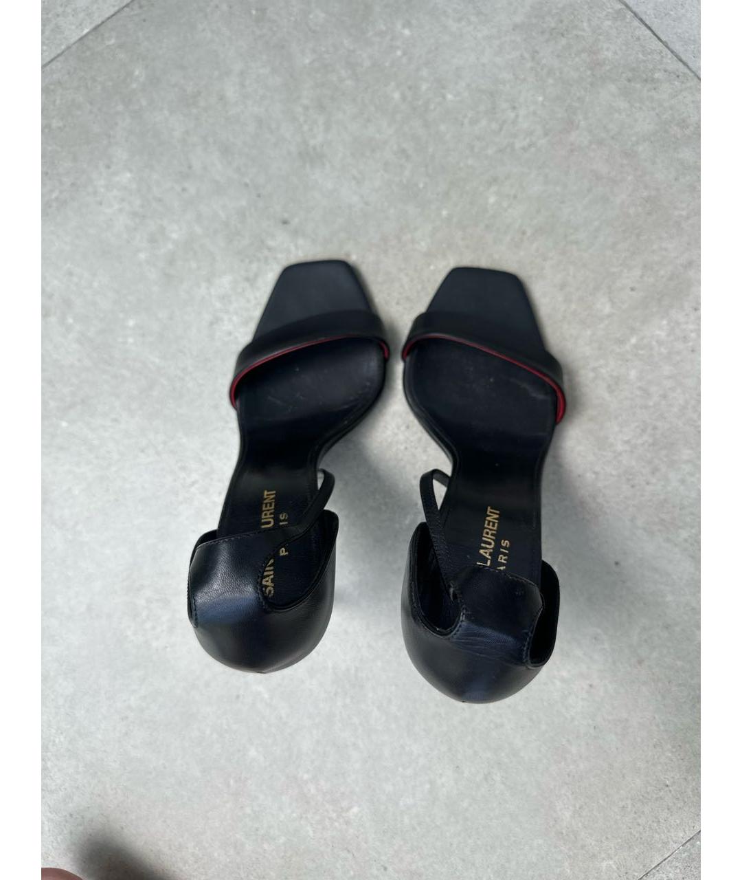SAINT LAURENT Черные кожаные босоножки, фото 3