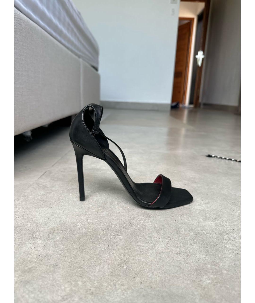 SAINT LAURENT Черные кожаные босоножки, фото 8